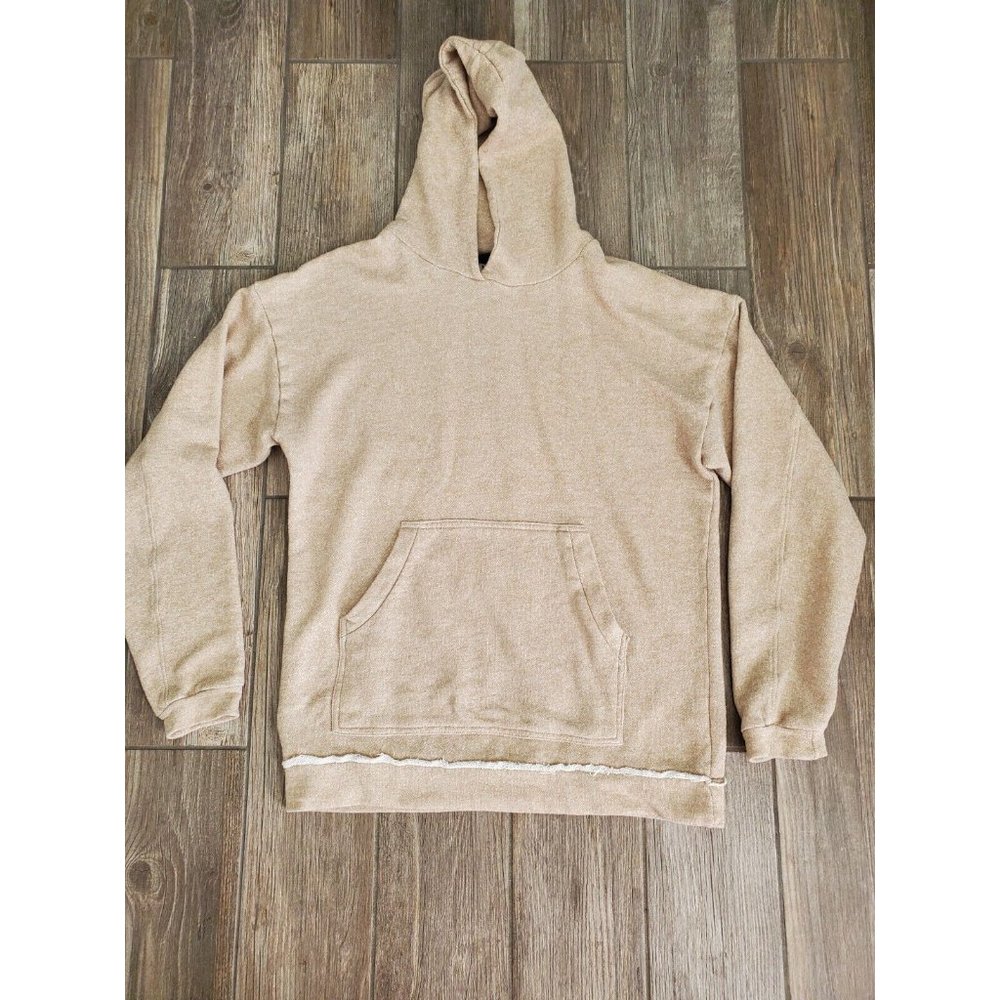 Represent Mens Heathered Beige Cotton Hoodie With Raw Seam In XL
